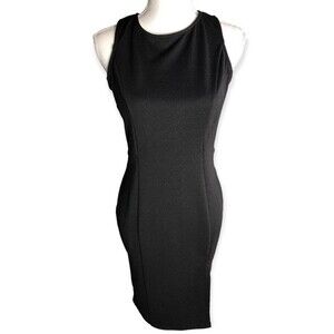 Alt. B Black Textured Sleeveless Cut Out Back Knee Length Dress